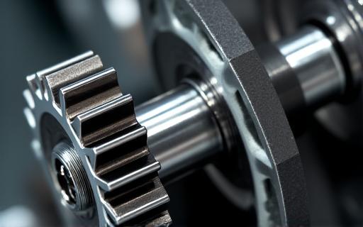 Close-up of perfectly aligned gears in motion.